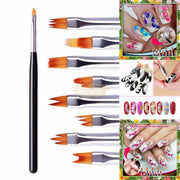 8 Pcs Nail Art Flower Drawing Brush Set | Black Nail Art Brush
