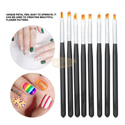 8 Pcs Nail Art Flower Drawing Brush Set | Black Nail Art Brush