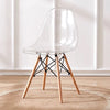 Nordic Glossy Plastic Chair with Wooden Legs | Transparent