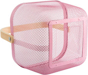 Wire Mesh Steel Basket with Handle | Small | Pink | 25*25*18 cm