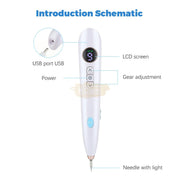 9-Level Beauty Mole Removal Pen with LED Display Skin Care Machine