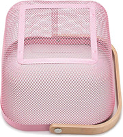 Wire Mesh Steel Basket with Handle | Small | Pink | 25*25*18 cm