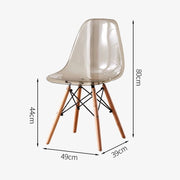 Nordic Glossy Plastic Chair with Wooden Legs | Transparent