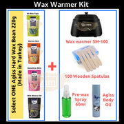 SM-100 Wax Warmer Kit (SM-100 Wax Warmer, 220g Hard Wax Beans, Agiss Body Oil, 60ml Pre-wax spray & 100 Spatulas)