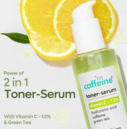 mCaffeine 1.5% Vitamin C 2 in 1 Toner-Serum with Green Tea for Glowing Skin - Reduces Dark Spots - 150 ml