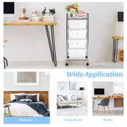 4-Drawers Storage Rolling Cart | White