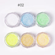 6pcs Iridescent Sugar Powder Nail Glitter Set