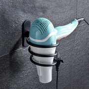 Wall Mounted Hair Dryer Holder Rack | Black (Holder Only)