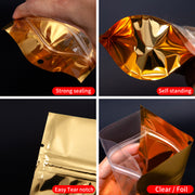 Stand-Up Zipper Pouch Bag with Hang Hole | 13*20.5cm | Clear/Gold (bag only)