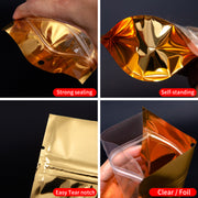 Stand-Up Zipper Pouch Bag with Hang Hole | 18*28cm | Clear/Gold (bag only)