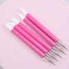 5 pieces Dual Tipped Silicone Nail Art Sculpture Pen & Dotting Tool | Hot Pink with gems