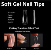 Soft Gel Tips H105-12 | Full Cover | Short Stiletto 550 Tips Pink Box