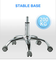 Adjustable Hydraulic Saddle Shape Stool with back support on wheels | White