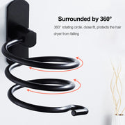 Wall Mounted Hair Dryer Holder Rack | Black (Holder Only)