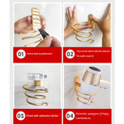 Wall Mounted Hair Dryer Holder Rack | Gold (Holder Only)