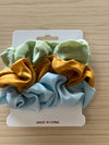 Silk Hair Scrunchies | Tri-Color | 3 pieces | mint green, mustard, sky blue