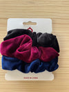 Velvet Hair Scrunchies | Tri-Color | 3 pieces | Black, Cranberry, Navy