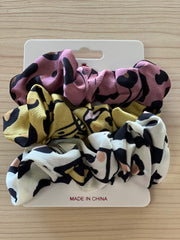 Silk Hair Scrunchies | Tri-Color | 3 pieces | Pink, Mustard, White