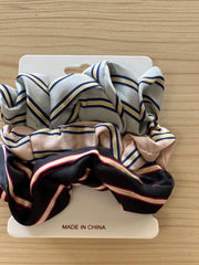 Silk Hair Scrunchies | Tri-Color | 3 pieces | Grey, Nude Pink, Black