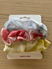 Silk Hair Scrunchies | Tri-Color | 3 pieces | Blue, Pink, Yellow