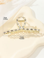 Fashion Jewelry -Large Cross Rhinestone Pearls Hair Claw Clip