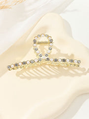 Fashion Jewelry -Large Cross Rhinestone Pearls Hair Claw Clip