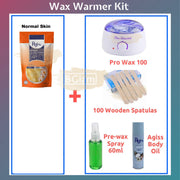 Pro Wax 100 Warmer Kit (Pro Wax Warmer, 220g Hard Wax Beans, Agiss Body Oil, 60ml Pre-wax spray & 100 Spatulas)