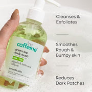 mCaffeine 10% AHA - Glycolic Acid & Lactic Acid Body Wash | Body Wash Shower Gel for Dark Spots & Dark Patches | Helps Improve Rough, Bumpy & Strawberry Skin | For Men & Women - 200ml