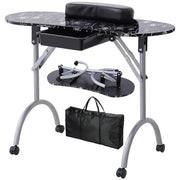 Foldable Manicure Station - Black Flower Design with Carry Bag MT-017F