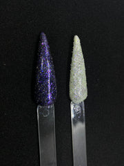 Nail Glitter Powder | Purple Effect (shown on white and black gel polish)