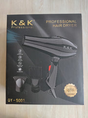 K&K Professional Electric Hair Dryer QY-5001 with UV Lamp | Black