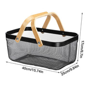 Wire Mesh Steel Basket with Handles | Big | Black | 47*25*18 cm