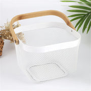 Wire Mesh Steel Basket with Handle | Small | White | 25*25*18 cm