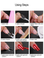 Soft Gel Tips H105-12 | Full Cover | Short Stiletto 550 Tips Pink Box