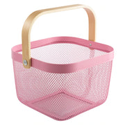 Wire Mesh Steel Basket with Handle | Small | Pink | 25*25*18 cm