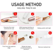 Flawlbss Brow Trimmer USB Rechargeable with LED Light