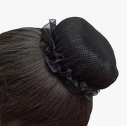 Elastic Bun Hair Net with Lace | 9.5cm | Black