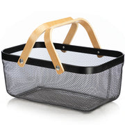 Wire Mesh Steel Basket with Handles | Big | Black | 47*25*18 cm