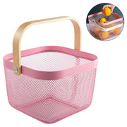 Wire Mesh Steel Basket with Handle | Small | Pink | 25*25*18 cm