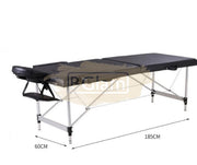 Portable Massage Spa Bed | Aluminum | 2 Zones | Black | 185*60cm