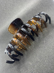 Large Claw Hair Clip | 11 cm | Translucent Golden & Dark Brown