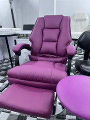 Hydraulic Recliner Chair with footrest & stool | Purple