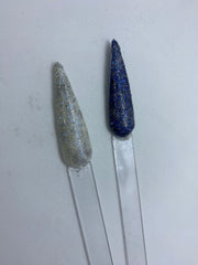 Nail Glitter Powder | Blue Effect (shown on white and black gel polish)