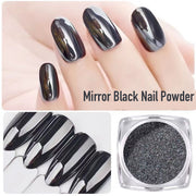 Mirror Black Nail Powder with applicator