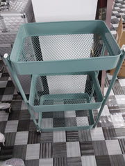 Foldable 3-Tier Metal Storage Organizer Rolling Cart | Green