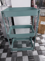 Foldable 3-Tier Metal Storage Organizer Rolling Cart | Green