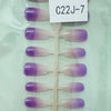 30pcs Glossy Coffin Gradient Press On Nails with UV Gel | C22J-7 | Sizes XS-S-M