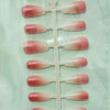 30pcs Glossy Coffin Gradient Press On Nails with UV Gel | C22I-6 | Sizes XS-S-M