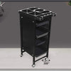 4-drawer Salon/Barber Trolley Cart | Black Both Sides (No Design)