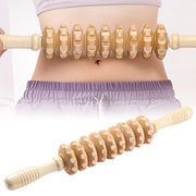 Wood Massage Rollers with anti-slip Handle | 9 Wheels